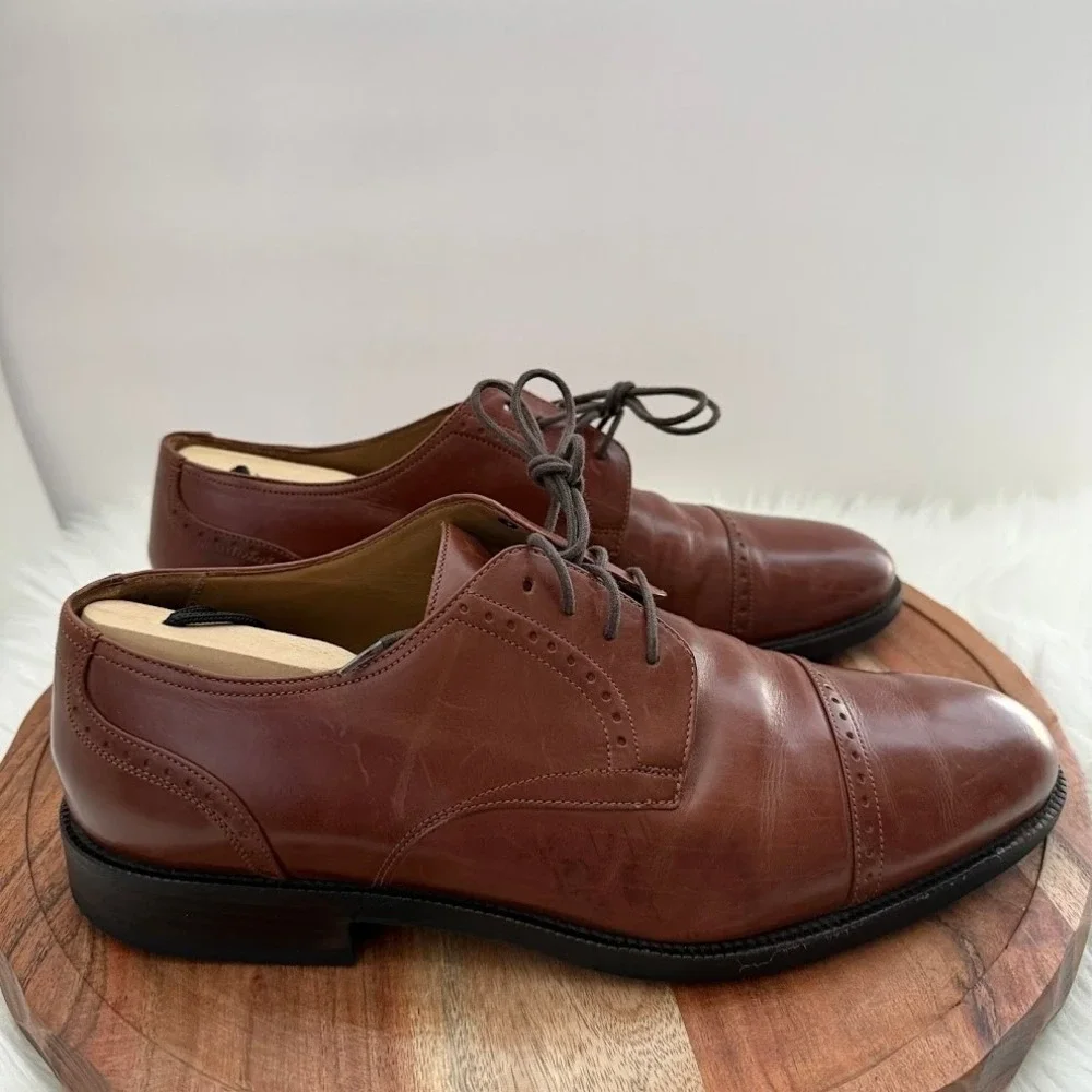 Johnston & Murphy Signature Series Oxford Mens 11M Brown Good Cap Toe Brogue